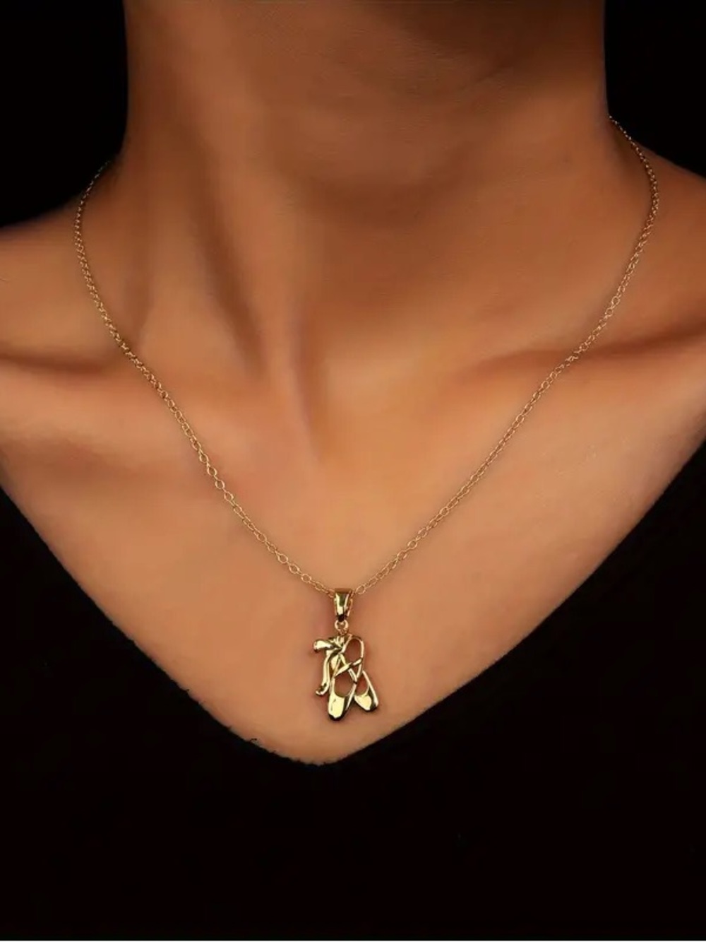 Gold Ballet Shoe Necklace